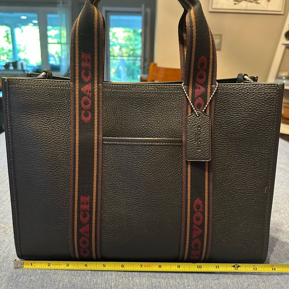 Coach Black Leather Briefcase with Red Accents